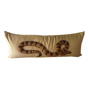 Crotalus Molossus — Beaded Linen Pillow by Textile Artist Dh