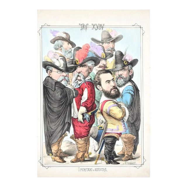 I Puritani di Sinistra - Lithograph by A. Maganaro - 1870s 1870s For Sale