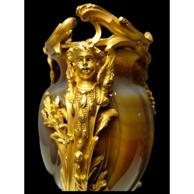 French Vase in Gilt Bronze and Agathe, 19th Century For Sale - Image 4 of 14