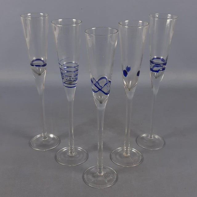 Murano Glass Flute Glasses, 1970s, Set of 5 For Sale - Image 14 of 14