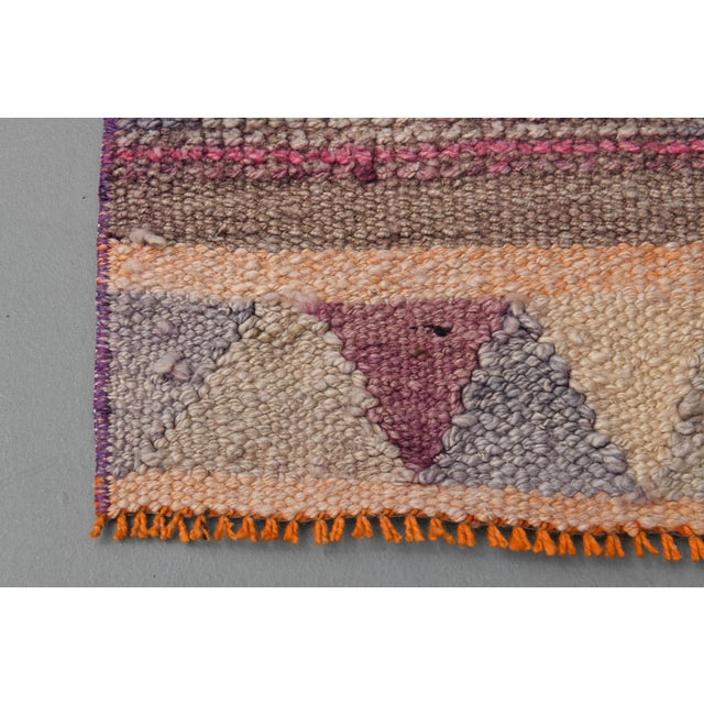 1970s Vintage Turkish Hand-Knotted Wool Cotton Pink Runner Rug For Sale - Image 5 of 12
