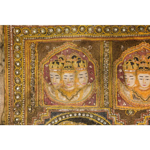 Textile 19th Century Kalaga Tapestry with Stones, Sequins and Colorful Thread For Sale - Image 7 of 12