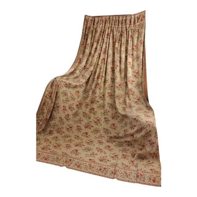 Antique French 19th Century Victorian Era Floral Backed Curtain