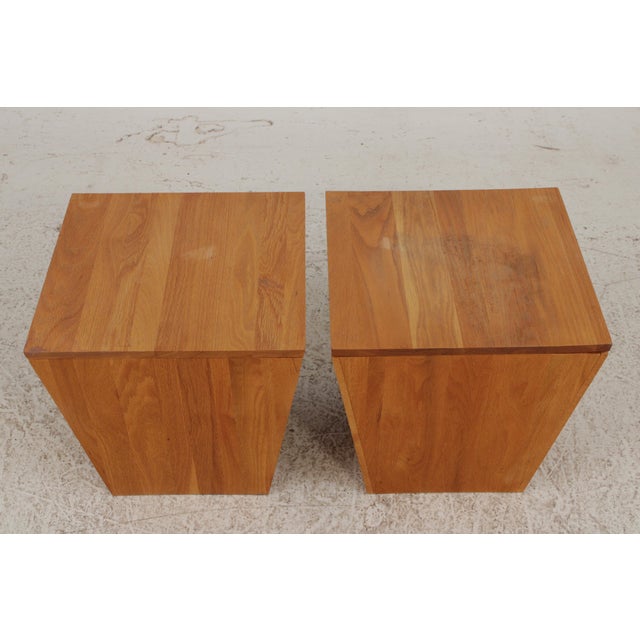 Pair Modern Arts & Crafts Design Oak Box Tables For Sale In Philadelphia - Image 6 of 13