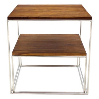 Solid Stainless Steel Chrome Cube Nesting End Side Step Occasional Tables Set For Sale