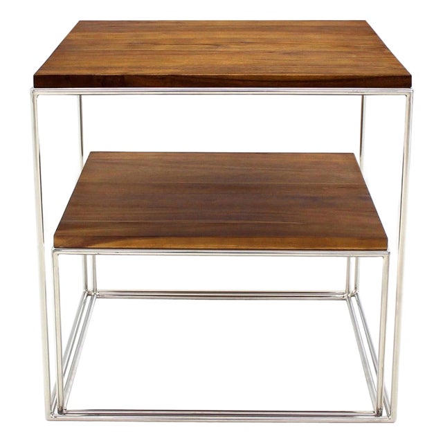 Solid Stainless Steel Chrome Cube Nesting End Side Step Occasional Tables Set For Sale
