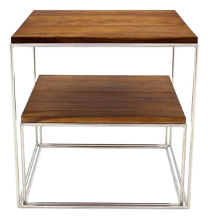 Solid Stainless Steel Chrome Cube Nesting End Side Step Occasional Tables Set