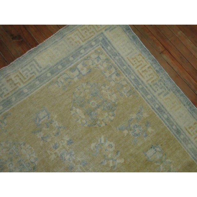 Early 20th Century Champagne Mustard Soft Blue Chinese Rug For Sale - Image 18 of 18