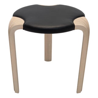X600 Stool in Birch and Leather by Alvar Aalto for Artek, 1960s For Sale