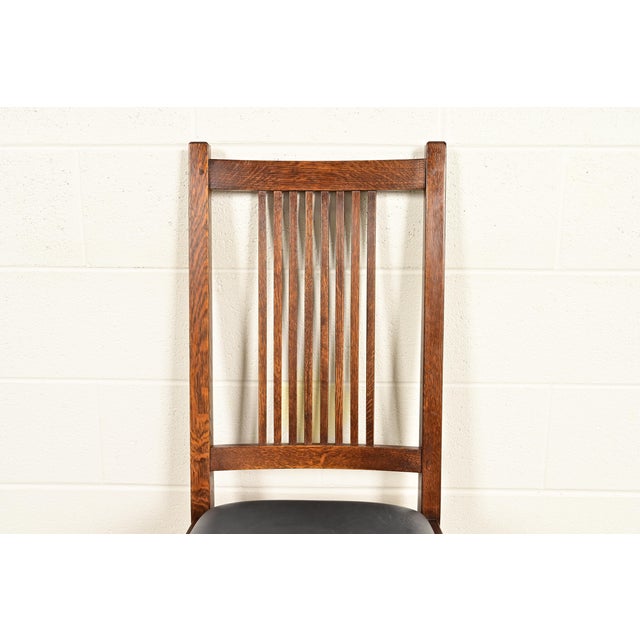 Wood Stickley Mission Oak Arts & Crafts Spindle Back Side Chairs or Dining Chairs | Pair For Sale - Image 7 of 16