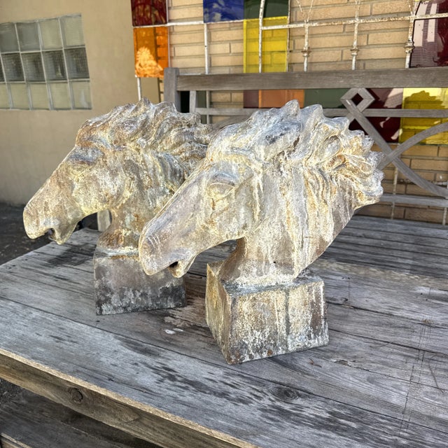 Vintage French Cast Iron Equestrian Horse Head Statues - a Pair For Sale In Atlanta - Image 6 of 11