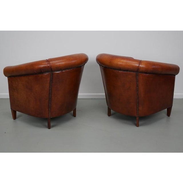 Vintage Dutch Cognac Leather Club Chairs, Set of 2 For Sale - Image 18 of 18