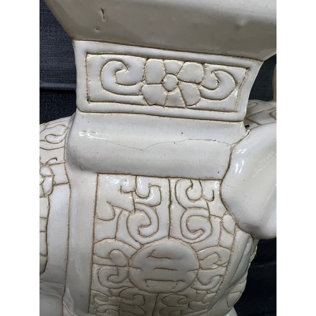 Vintage Elephant White Ceramic Glazed Stand Planter For Sale In Washington DC - Image 6 of 12