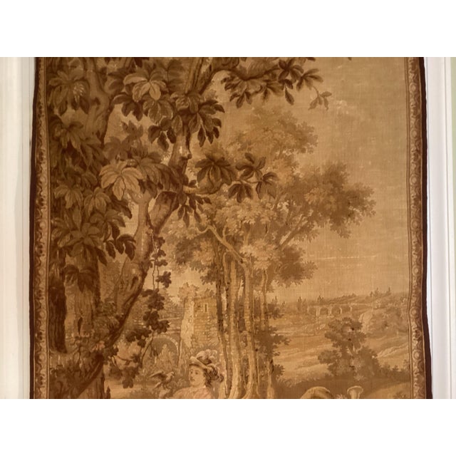 Textile Antique French Aubusson Style Jacquard Woven Tapestry, Hunting Scene, 55" X 25" For Sale - Image 7 of 10