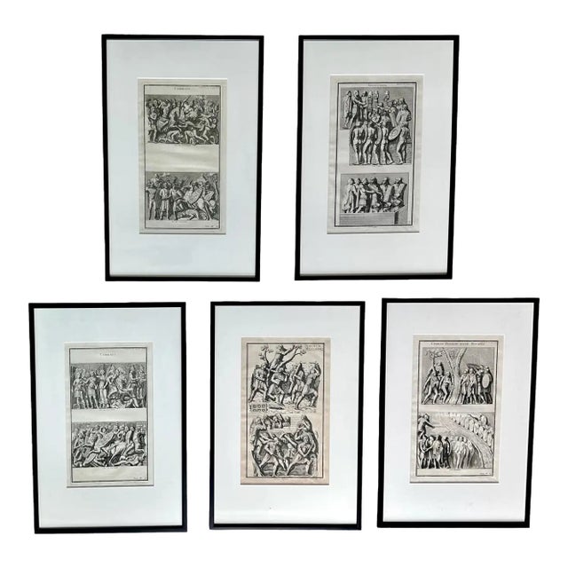 Set 5 18th Century Engravings by Bernard De Montfaucon 1719 For Sale