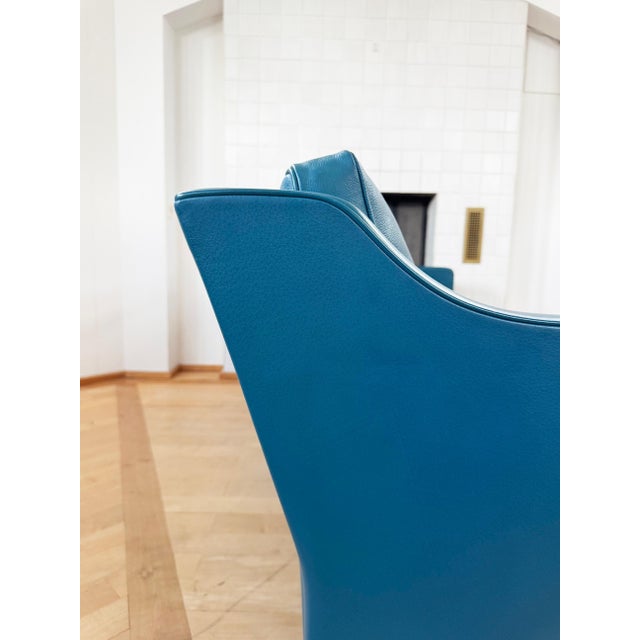 1970s 1970s Attributed to Børge Mogensen 2323 3-seat Petrol Blue Deep Teal Bison leather sofa Fredericia For Sale - Image 5 of 14