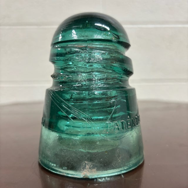 Early 20th Century Antique Hemingray Teal Glass Insulator For Sale - Image 5 of 6