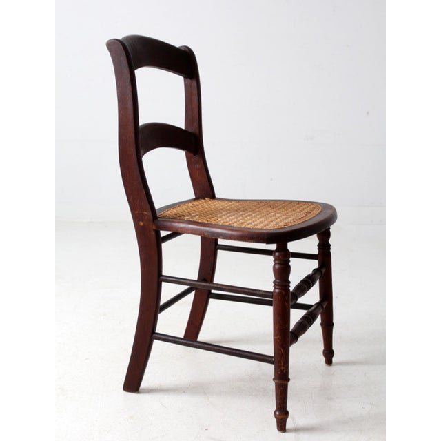 Antique American Cane Seat Ladder Back Chair For Sale - Image 14 of 14