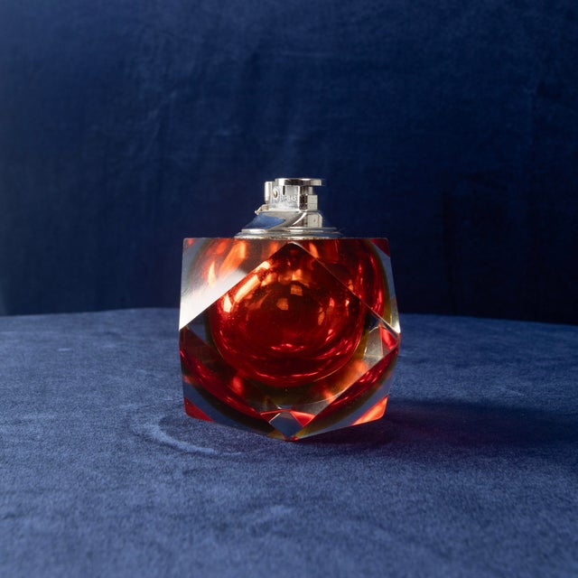 Faceted Murano Sommerso Glass Table Lighter by Alessandro Mandruzzato, 1970 For Sale - Image 16 of 18