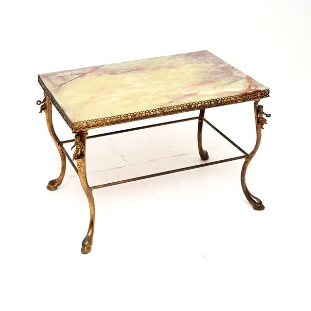 Vintage French Brass and Onyx Coffee Table, 1920 For Sale - Image 11 of 11