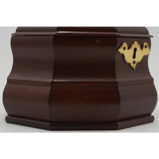 Brown Virginia Metalcrafters Colonial Williamsburg Mahogany Tea Caddy For Sale - Image 8 of 11