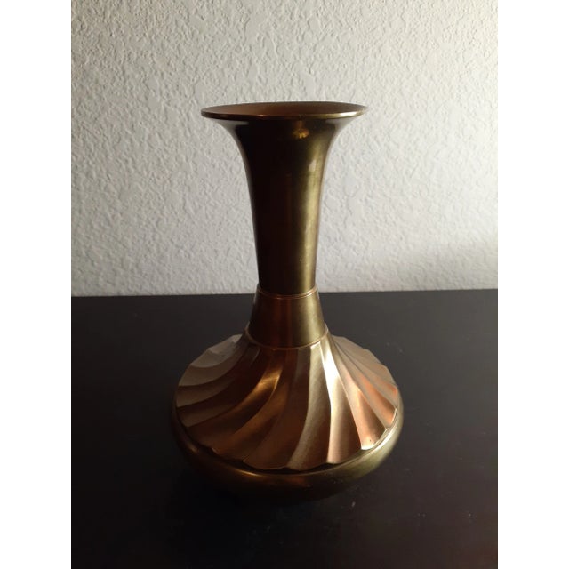 Metal 1970s Solid Brass Fluted Vase, Made in India For Sale - Image 7 of 7