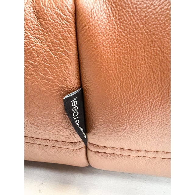 Brown Cognac Leather Ottoman by Michel Ducaroy for Ligne Roset, 1970s For Sale - Image 8 of 10