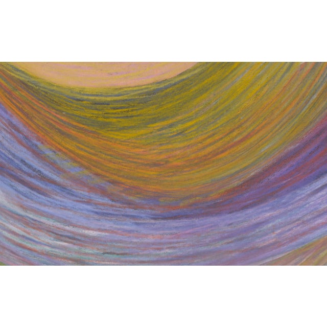 Bold abstract composition with sweeping purple and green pastel tones in organic flowing forms, by Renee Harwin (Austrian,...