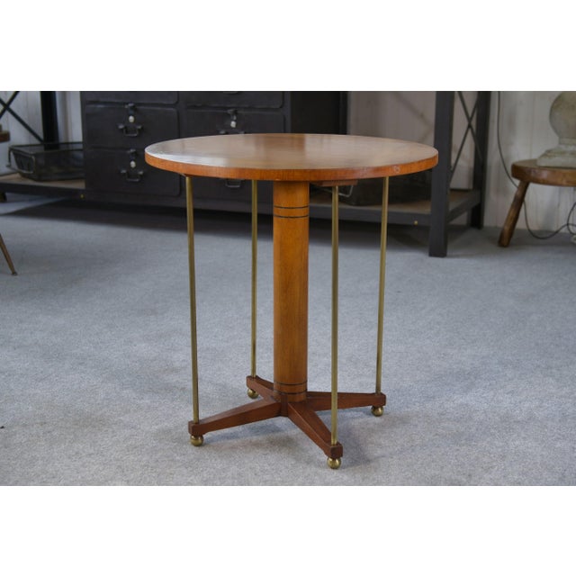 Circular Brass, Elm and Elm Burl Side Table, 1940s For Sale - Image 4 of 11