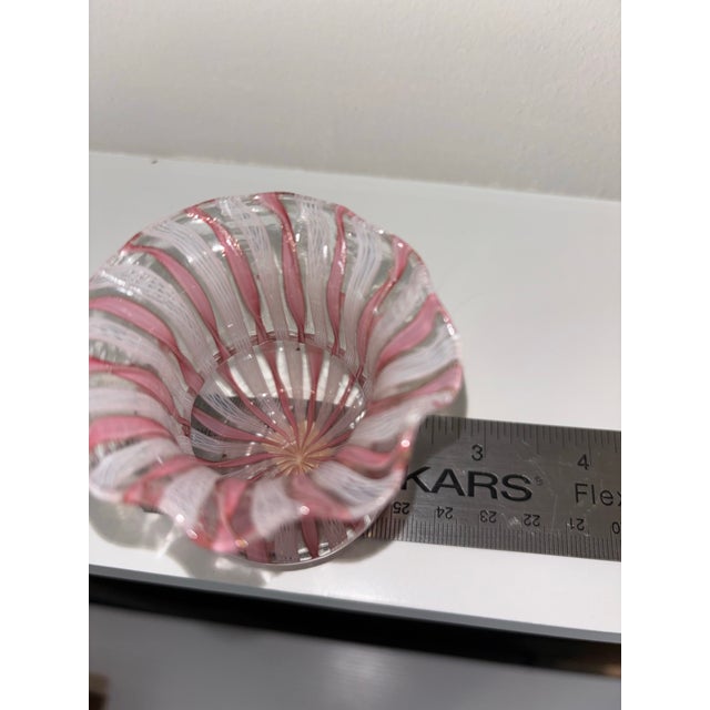 Mid 20th Century Murano Pink & White Latticino Filigree Glass Pitcher & Vase - Set of 2 For Sale - Image 9 of 12