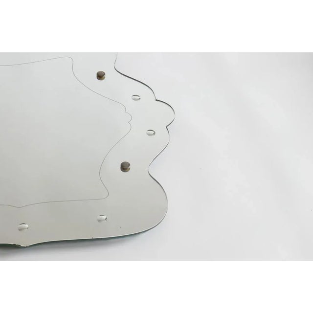 Italian Sinuous Etched Shield Shaped Mirror, 1940s For Sale - Image 3 of 7