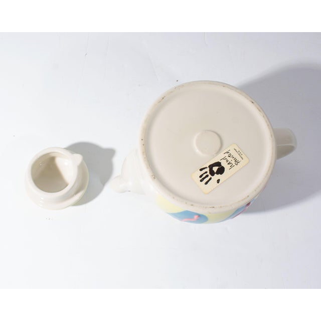 Feltman Langer Postmodern Hand-Painted Ceramic Teapot For Sale - Image 4 of 8