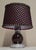Vintage Table Lamp with Chrome-Plated Metal Base, Brown Ceramic Elements, and Fabric Shade, 1970s For Sale - Image 6 of 8