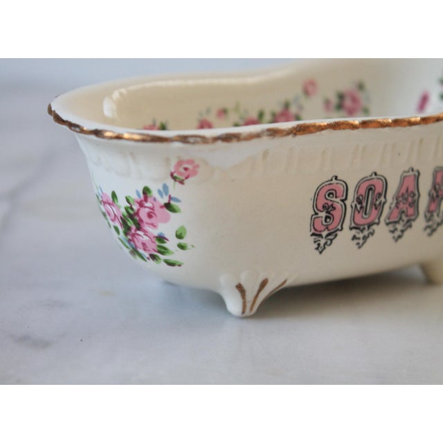 Vintage Floral Ceramic Bathtub Soap Dish For Sale - Image 10 of 12