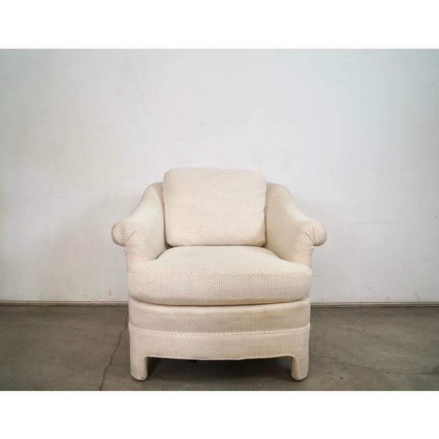Hollywood Regency 1970’s Hollywood Regency Parsons Fully Upholstered Lounge Chair For Sale - Image 3 of 12
