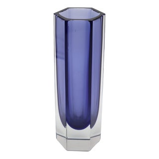 Mid-Century Modern Faceted Murano Sommerso Glass Vase by Flavio Pol, 1960s For Sale