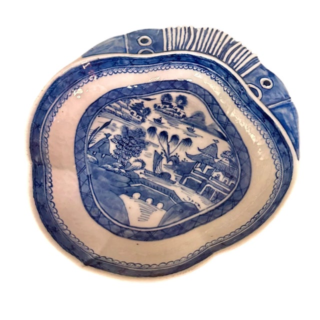 An exceptionally rare early 19th century Chinese export blue and white porcelain shrimp bowl, exquisitely hand painted...