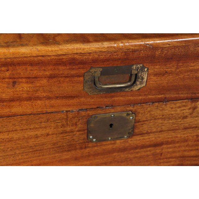 Antique Camphor Wood Military Campaign Chest, 1880 For Sale - Image 13 of 15