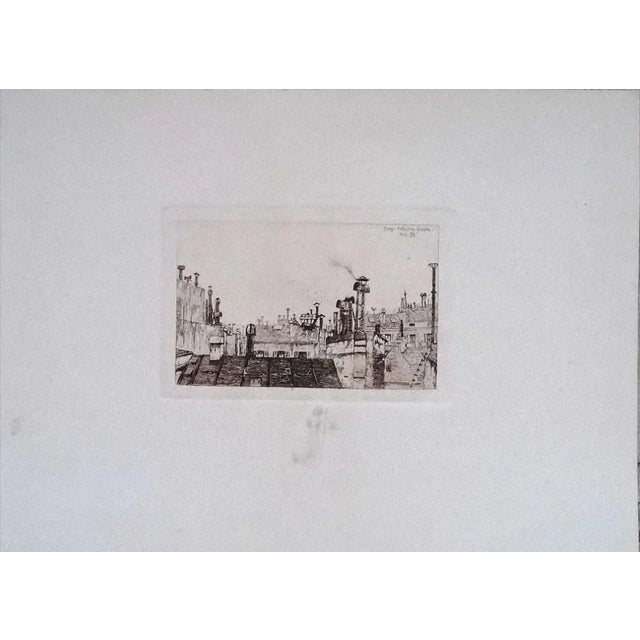 Luca Beltrami - Paris: from My Window - Original Etching on Cardboard by L. Beltrami - 1876 For Sale