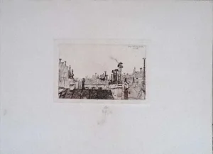 Luca Beltrami - Paris: from My Window - Original Etching on Cardboard by L. Beltrami - 1876