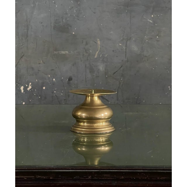 Vintage solid brass candle holder marked India p105