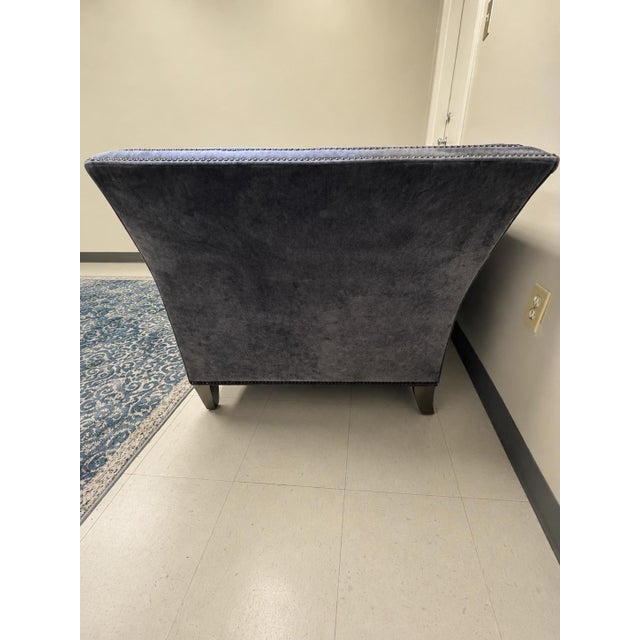 Ethan Allen Blue/Gray Tufted Shelton Sofa With Nailhead Trim For Sale - Image 9 of 12