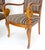 Hollywood Regency Pair of Regency Style Carved Open Arm Fireside Lounge Chairs Stripe Upholstery For Sale - Image 3 of 18