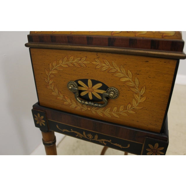 Paint Neoclassical Paint Decorated Flip Top Box on Stand For Sale - Image 7 of 13