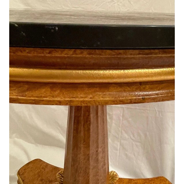 Wood Biedermeier Table Carved Giltwood Marquina Marble Top. Invitinghome. For Sale - Image 7 of 12