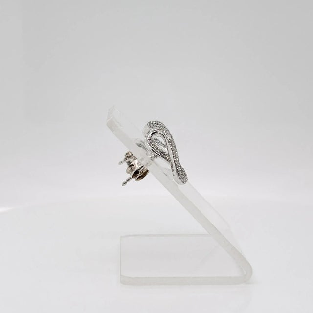 Georg Jensen Vintage Georg Jensen Diamond & Sterling Silver Infinity Earrings - 2 Pieces For Sale - Image 4 of 12
