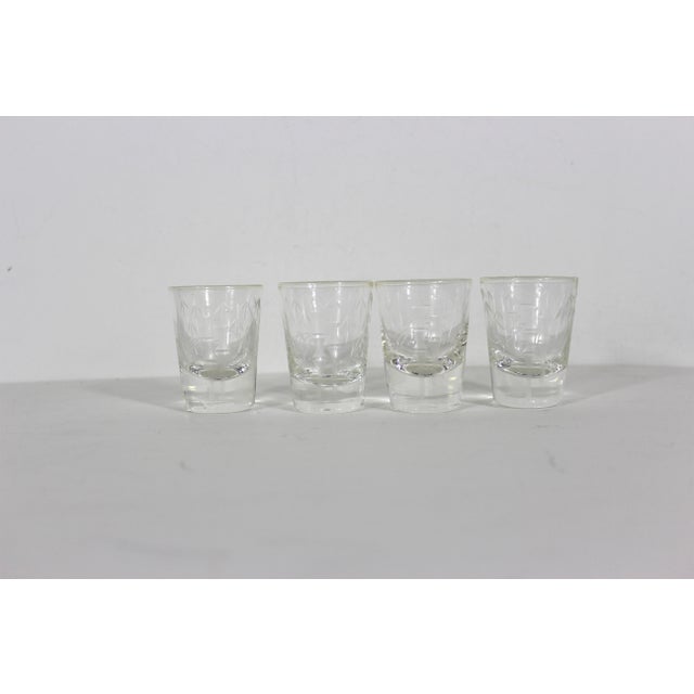 Glass Vintage Etched Bamboo Shot Glasses Set of 4 For Sale - Image 7 of 10