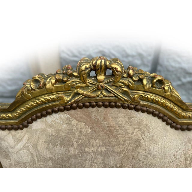 1970s Pair of Louis XVI–Style Giltwood Armchairs With 22k Gold Leaf For Sale - Image 9 of 14