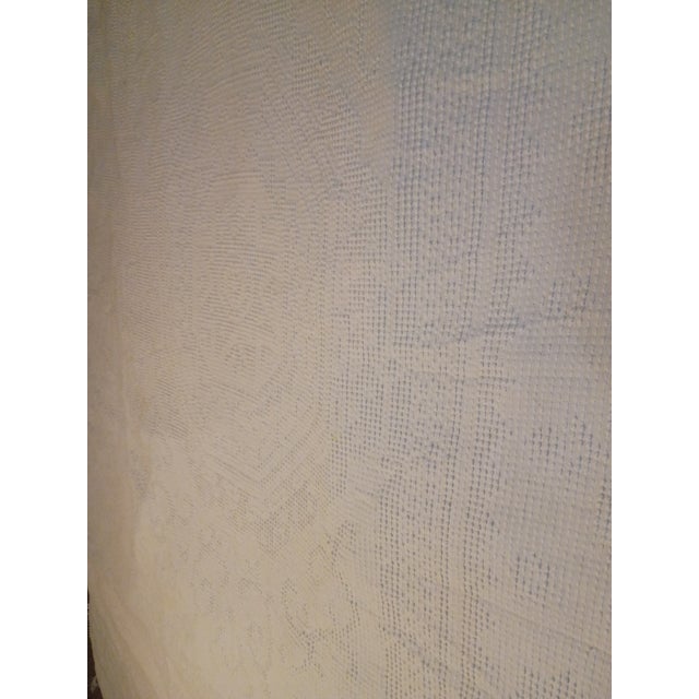 Rare Antique Hand-Tufted Whitework Candlewick Bedspread (C. 1900) - Queen/King Size Heirloom W/ Deep Fringe For Sale In Seattle - Image 6 of 14