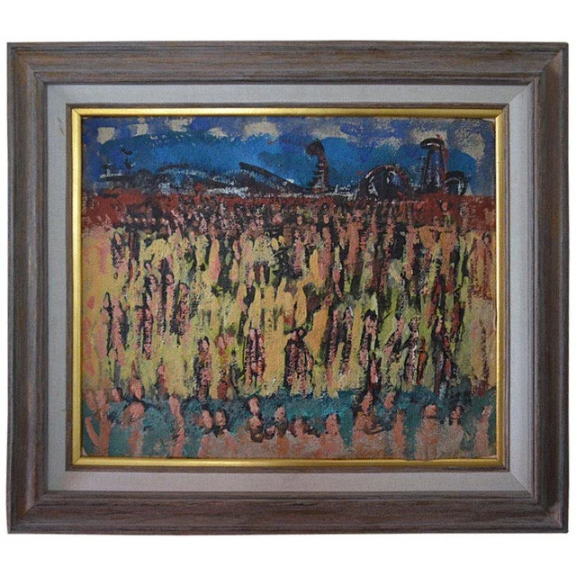 Mid 20th Century Abstract Cityscape Oil Painting of Coney Island by Frank Kleinholz For Sale - Image 4 of 4